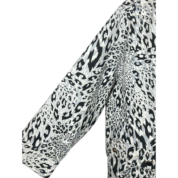 Chico's Zenergy Cheetah Metallic Full Zip‎ Jacket Womens Lightweight Hooded Sz L - Picture 6 of 12